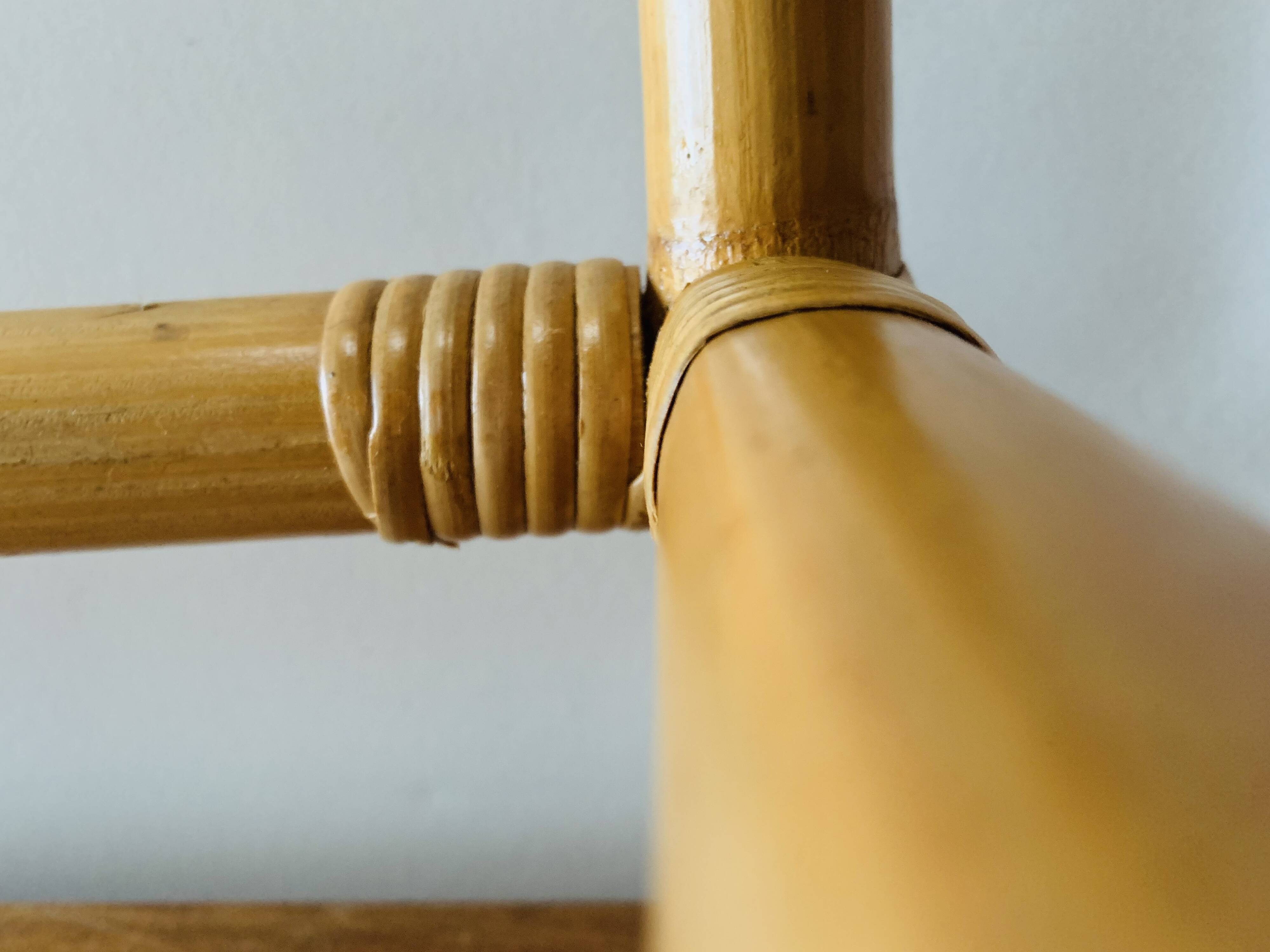 Vintage bamboo and smoked glass side table - end table