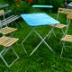 Table de jardin pliante métal bleue