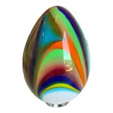 White Egg Table Lamp in Murano-Style Multicoloured Glass