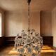 Sputnik dandelion chandelier glass chrome Emil Stejnar style 1970s Czechoslovakia