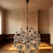 Sputnik dandelion chandelier glass chrome Emil Stejnar style 1970s Czechoslovakia