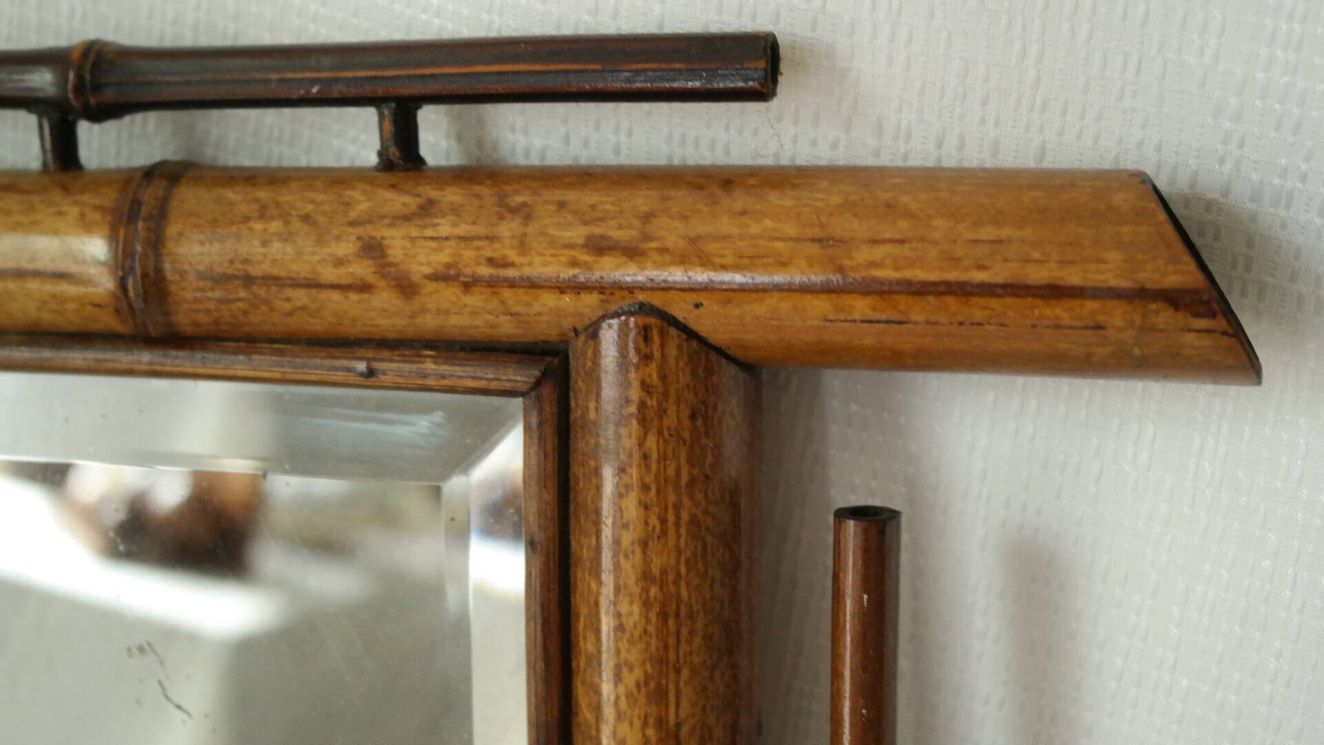 Vintage bamboo wall mirror 50's