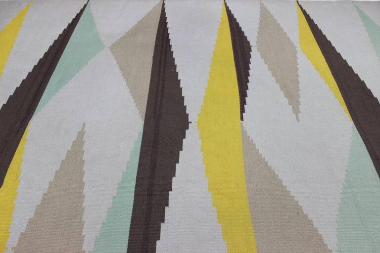 Big Modernist Geometric Kilim Carpet, A. Kybal, 1960s
