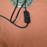 large 1920 bronze lamp with tiffany lampshade, 51x33 with 2 switches see photos