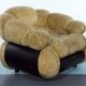Space Age Single Armchair by Adriano Piazzesi, Cream Teddy Bear & Leather