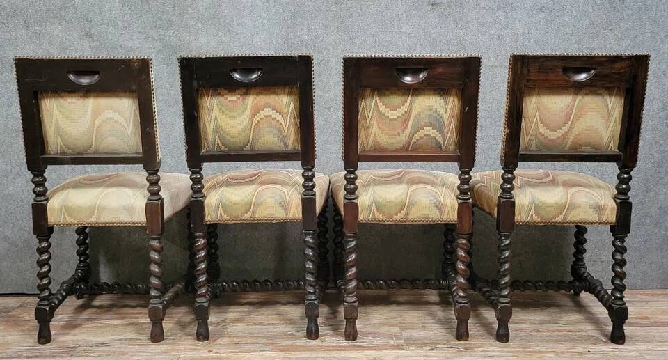 Set of 4 Louis XIII style oak chairs circa 1850