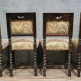 Set of 4 Louis XIII style oak chairs circa 1850