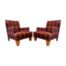 Pair of low chairs with vintage scottish pattern circa 1950