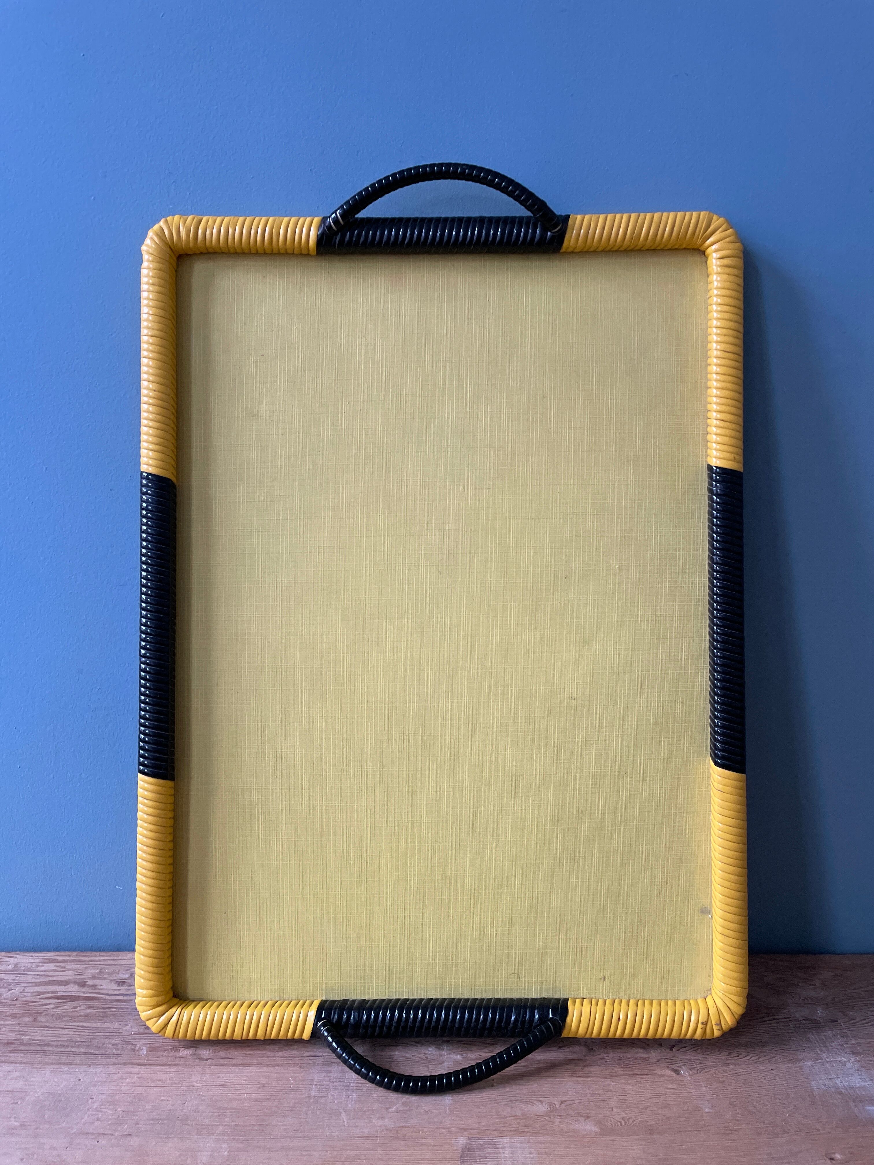Black and yellow vintage serving tray