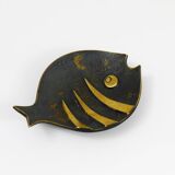Brass fish ashtray by Walter Bosse, mid-century Herta Baller, Austria, 1950s.