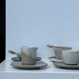 Modular Indonesian ceramic tableware service (6 elements + cups)