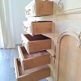 Low buffet in renovated solid cherry wood – Revisited Louis XV style – 250 cm