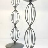 Geometric METAL CANDLE HOLDERS Patinated Gray