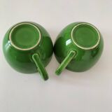 Vintage glazed ceramic cup duo