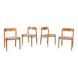 4x Niels Møller Dining Chairs Model 75 in Oak, 1960s Denmark