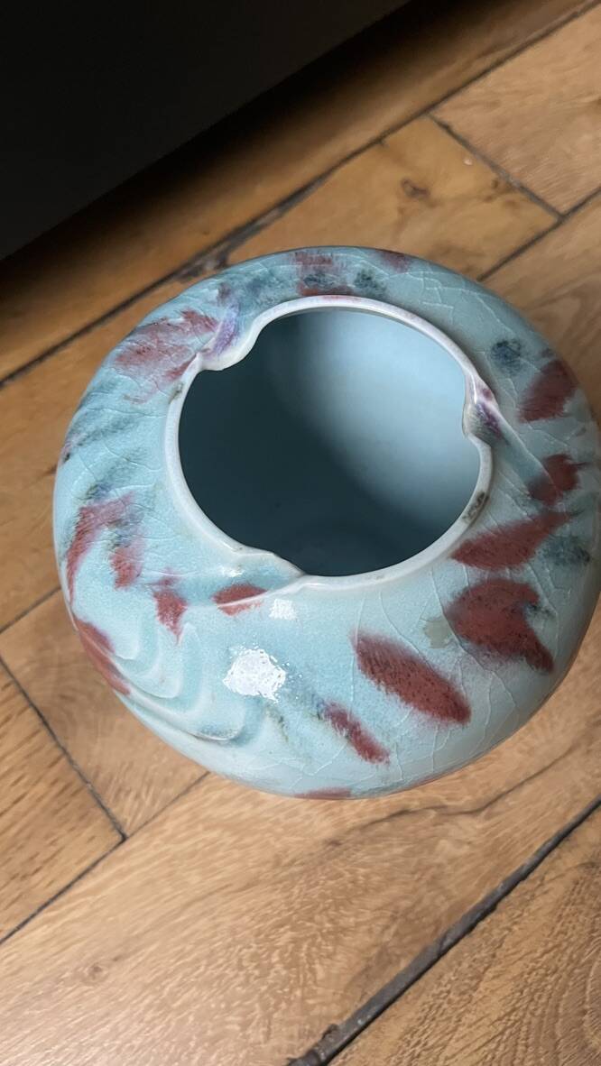 Turquoise and colorful ceramic vase