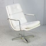 Armchair "Space Age"". Steel and imitation leather. Swivel. France, 70s