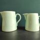 Set of two vintage French jugs in aquamarine blue