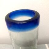 Handmade cobalt blue tequila glasses made of recycled glass