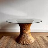Table à manger McGuire en rotin et bambou « Gerbe de blé »