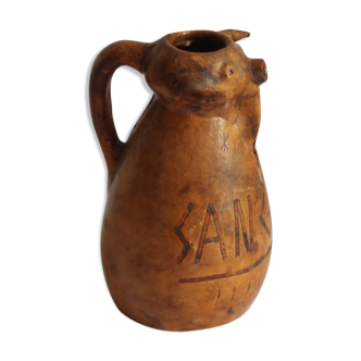 Spanish bull leather sangria pitcher by Artesania Raymon, 1950s.