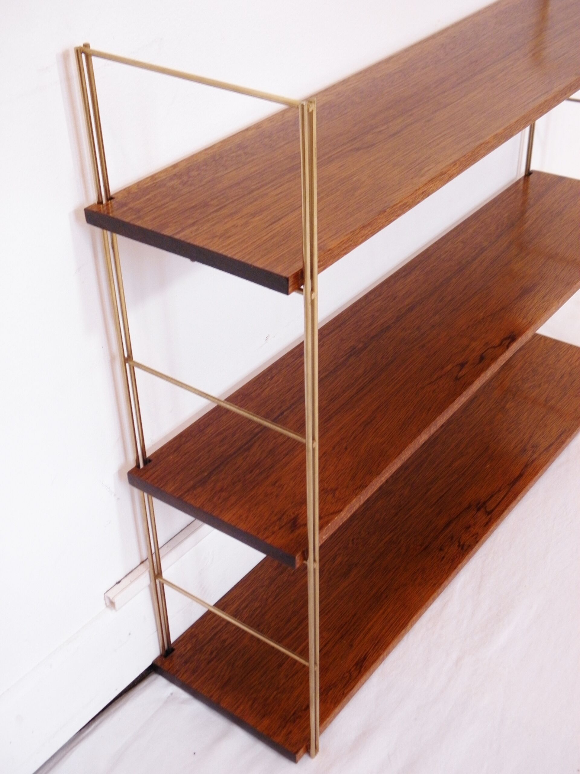 Vintage brass and mahogany shelves 1960