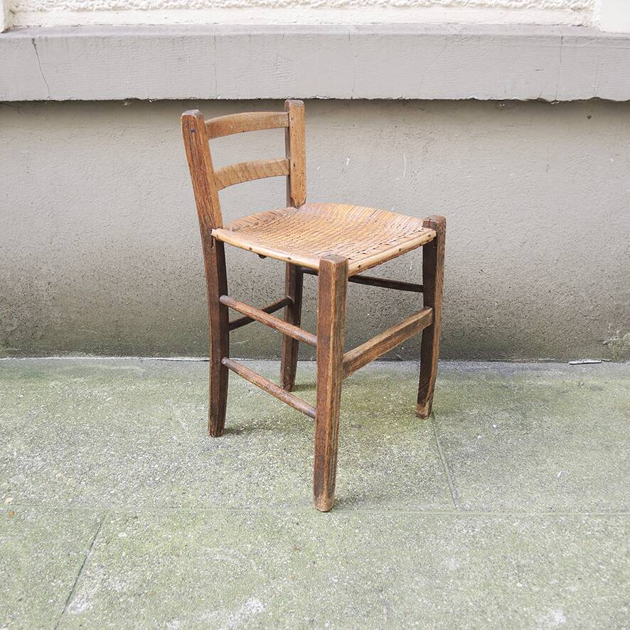 Antique wooden & cane children's chair