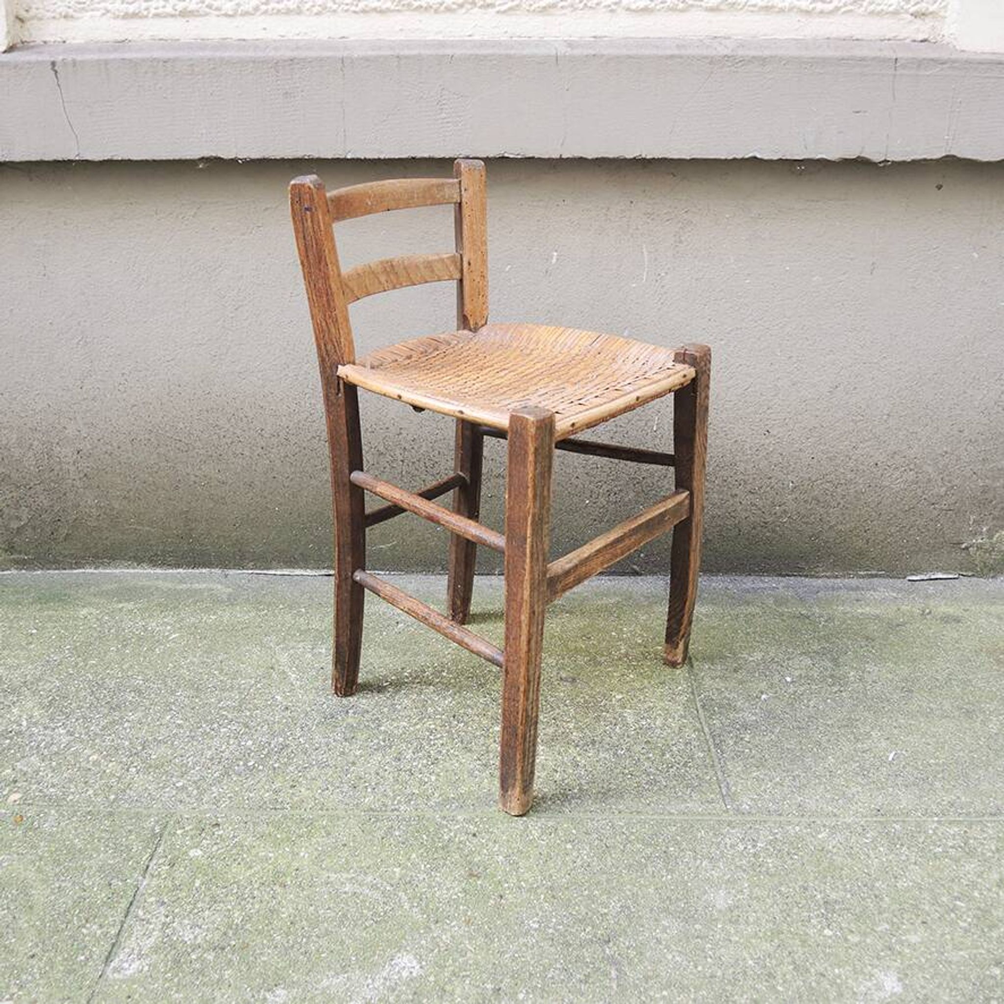 Antique wooden & cane children's chair