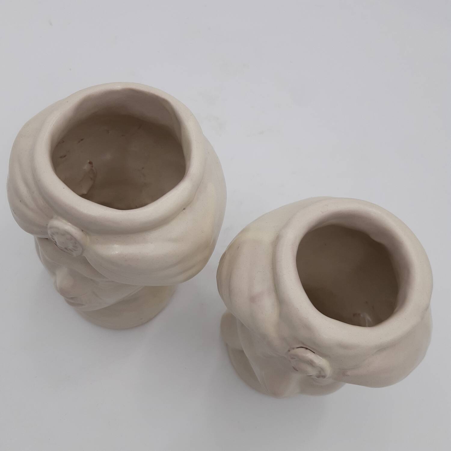 Pair of Caltagirone head vases, Italy