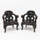 Pair of Chinese Qing Dynasty Carved Dragon Armchairs,Ebonized Hardwood,19th