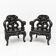 Pair of Chinese Qing Dynasty Carved Dragon Armchairs,Ebonized Hardwood,19th