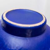 Deep cobalt blue glazed ceramic vase by VEB Haldensleben, mid-century 1960s Fat Lava style