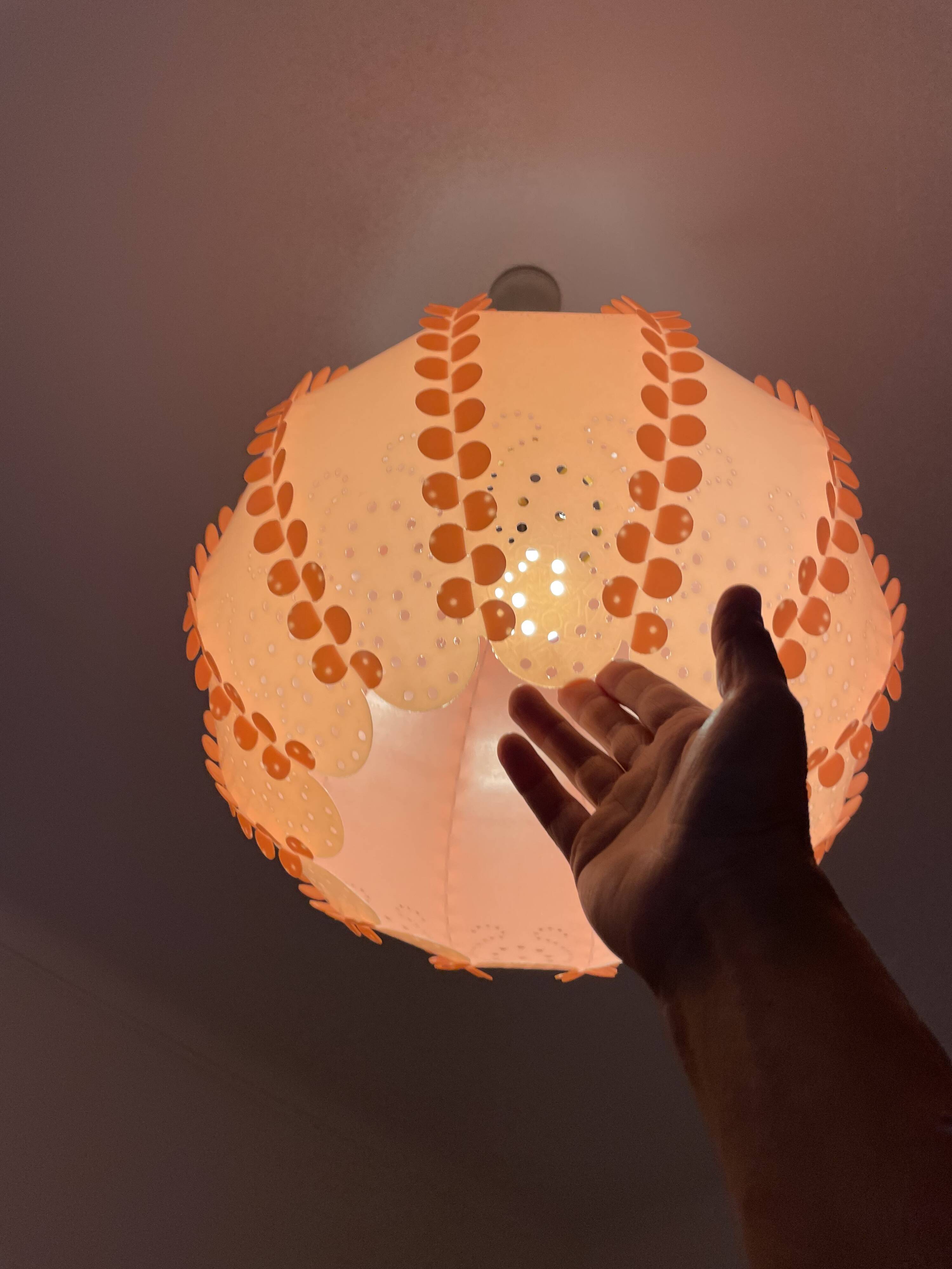 Large coral hanging pendant light Danish modern