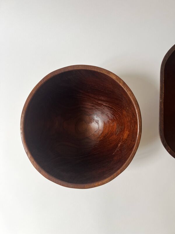 Grand saladier / corbeille scandinave en teck véritable 1970