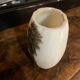 Art Deco opal vase with landscape decoration.