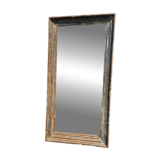 Rectangular polychrome teak mirror