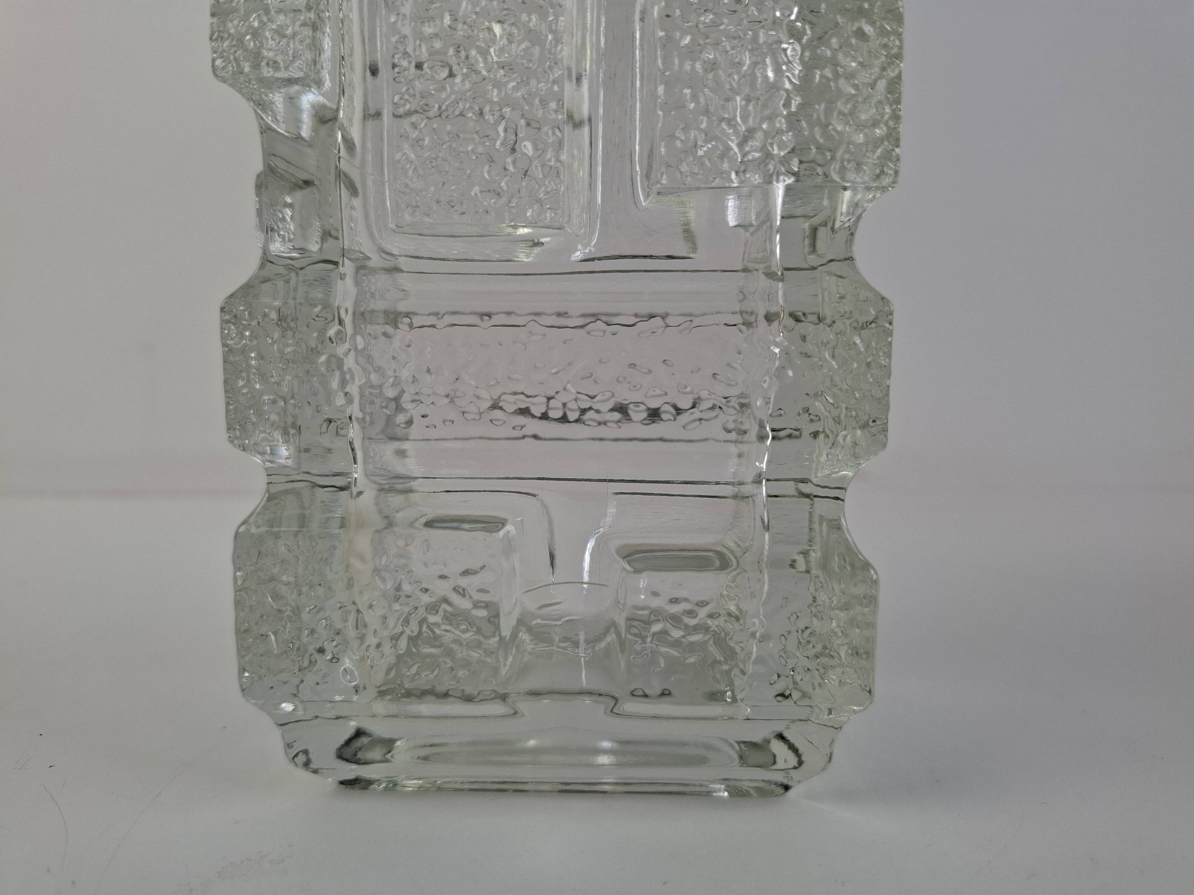 1969 Brickwork Pressed Glass Vase by Jiří Zejmon for Rudolfova Huť, Czechos