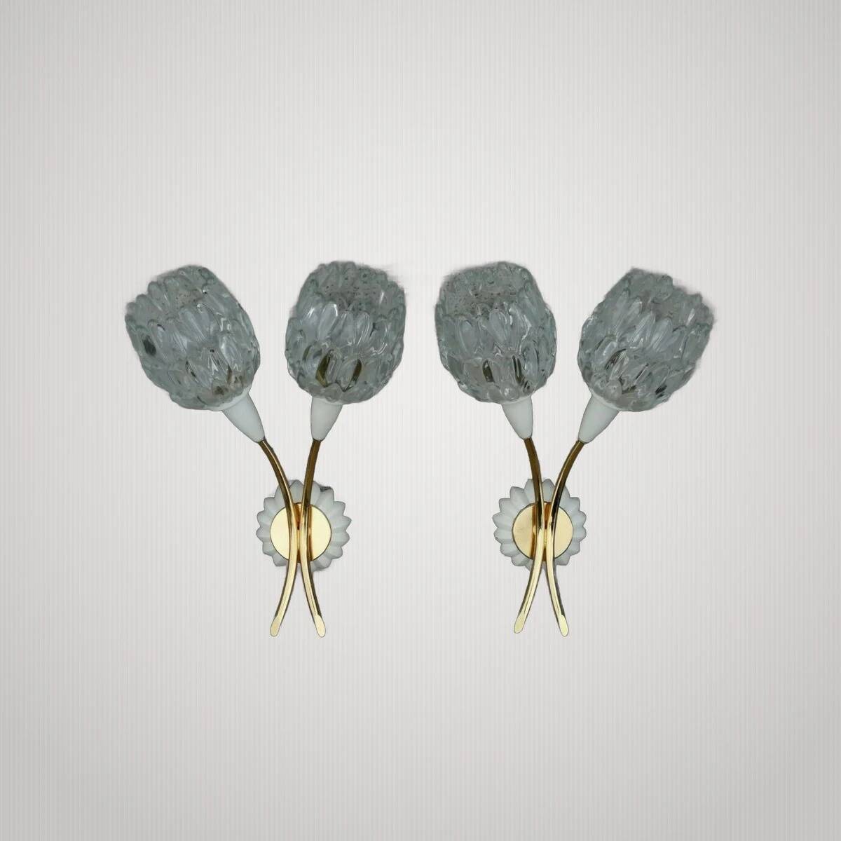 Pair of design wall lights 50s 60s lotus flower shape? Arlus? Lamp light.