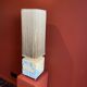 Base stuck blue beige marble-plaster, fringed lampshade Houles, 21st century.