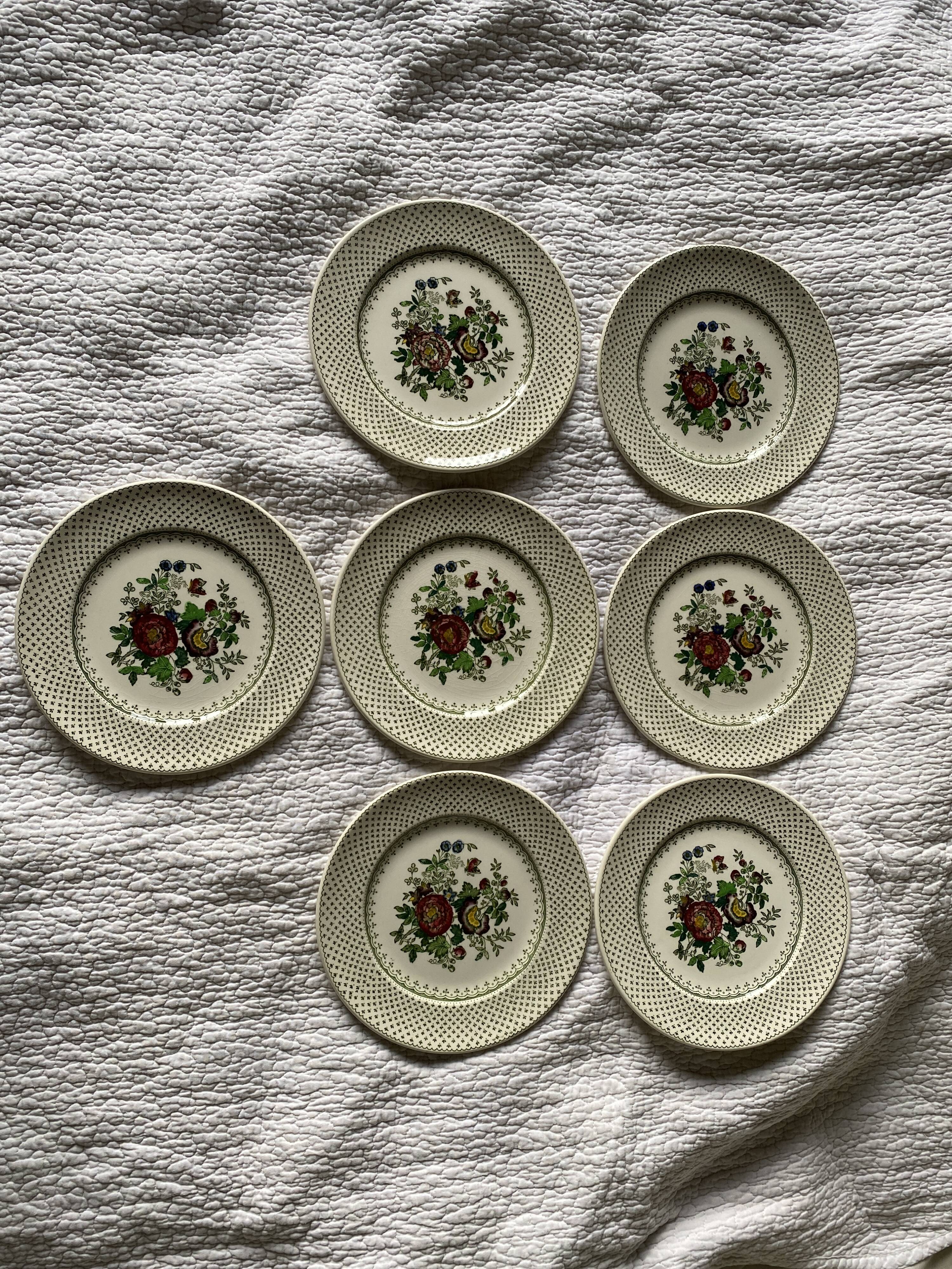7 Ironstone Mason's dessert plates