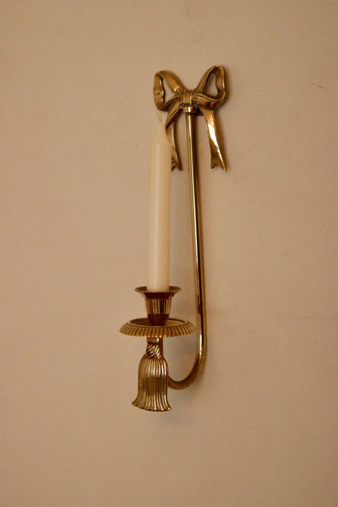 Grande applique murale vintage en laiton avec nœud