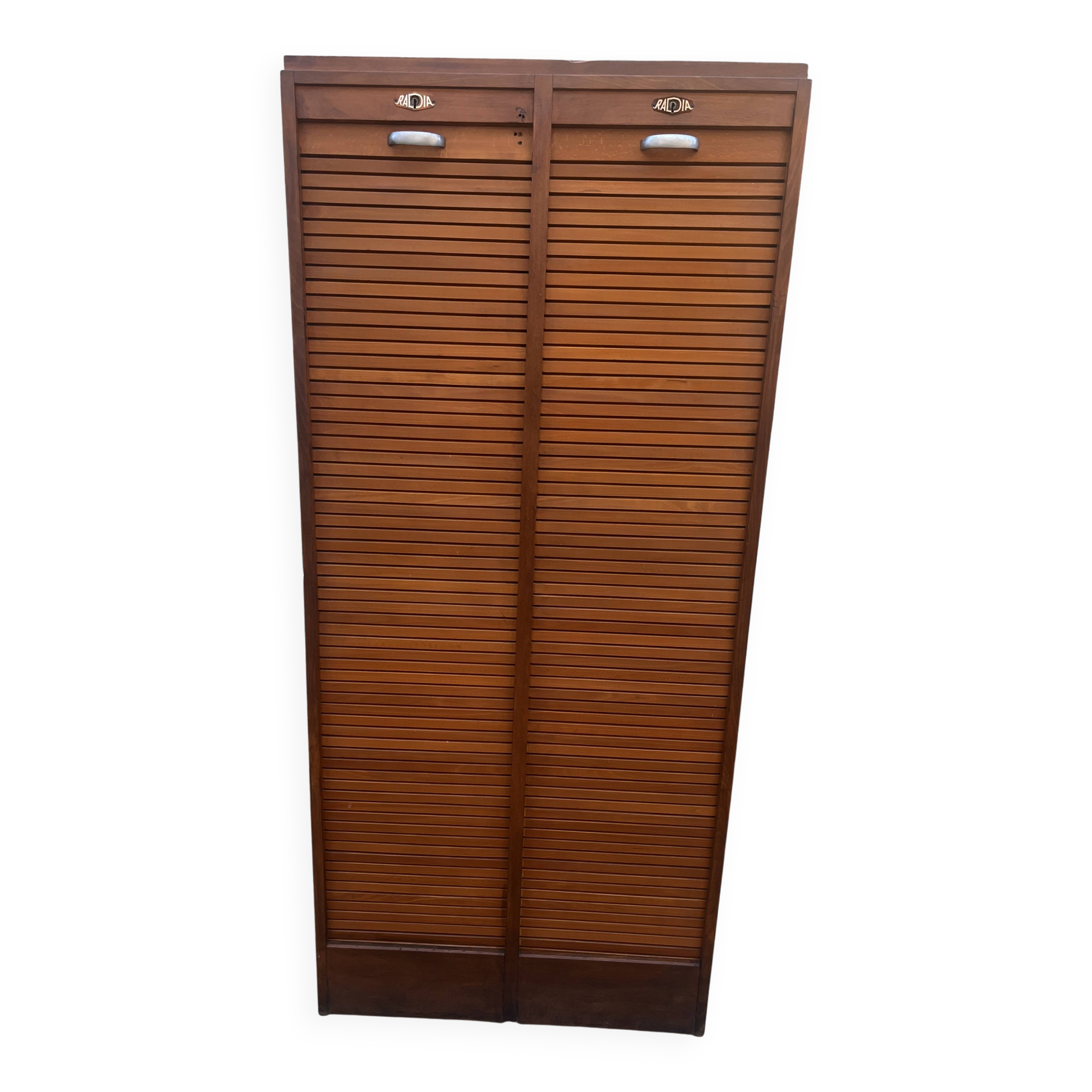 Classeur double à rideaux en bois Radia, années 50-60