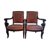 Lot of 2 armchairs era Mahogany restoration
