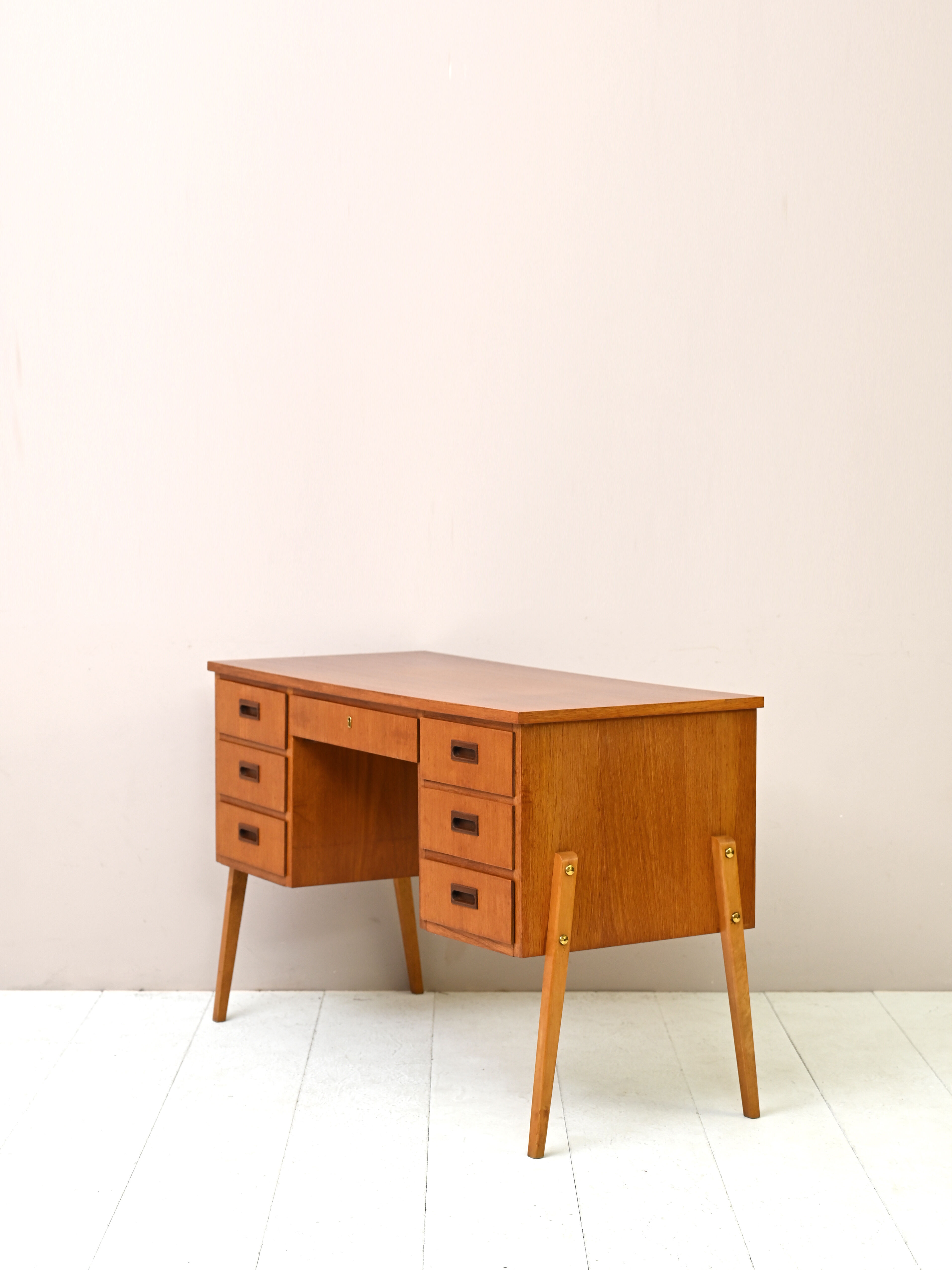 Scandinavian modern antique desk with drawers