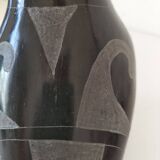 Engraved black ceramic owl signed Mexico