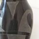 Engraved black ceramic owl signed Mexico