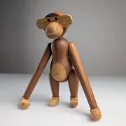 Large two-tone wooden monkey figure by Kay Bojesen, Danish design from the 20th century