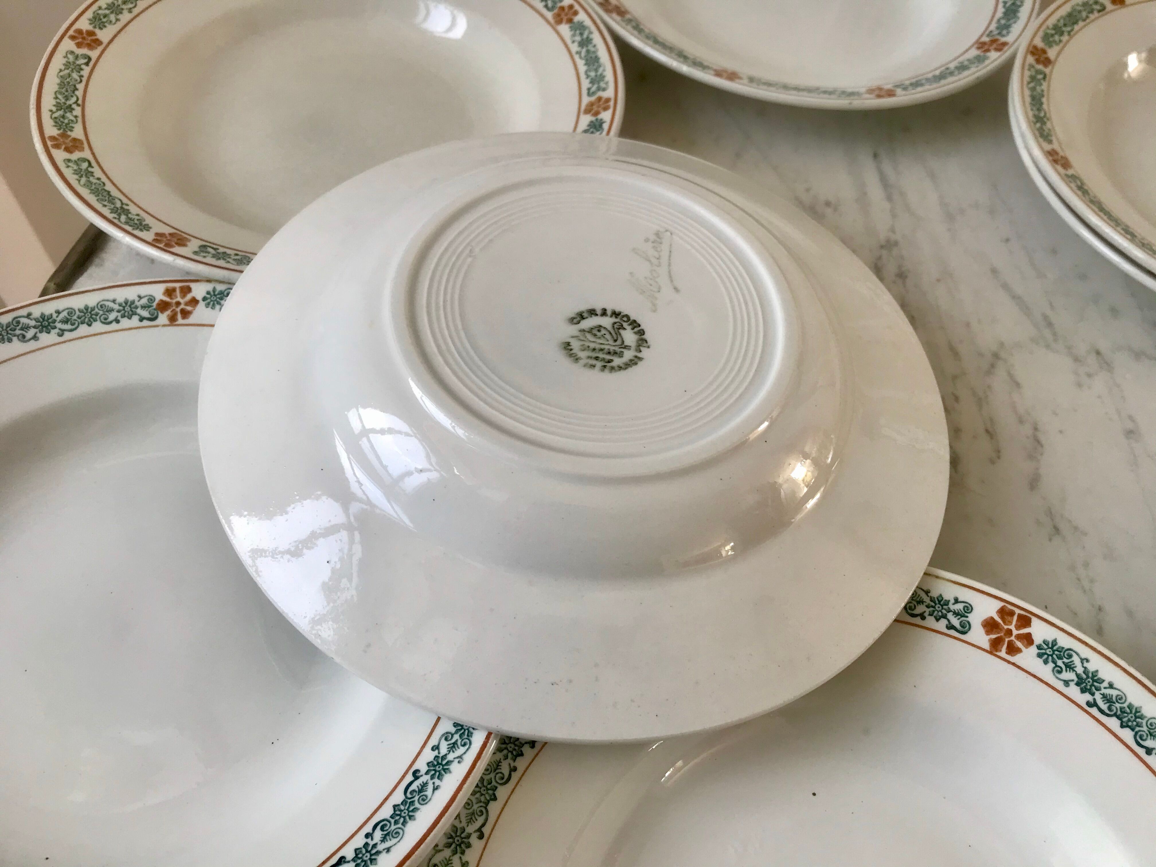 lot of 8 hollow plates Terre de Fer St Amand model "Molière" XXth