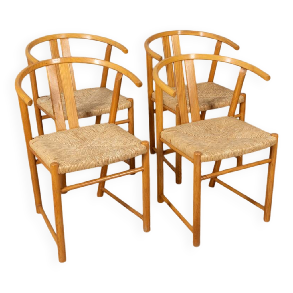 Lot De 2 Chaises Western Vintage Années 1980 En Bois Clair (intérieur) – Style Rétro