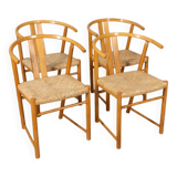 Set of 4 vintage 80s chairs in oak wood danish design